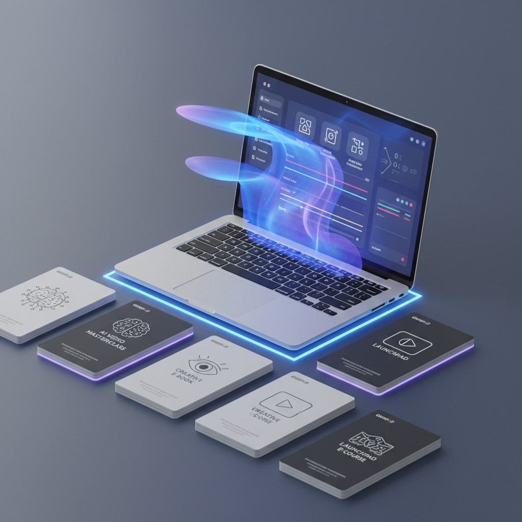 Illustration of a laptop with various eBooks book covers surrounding it, possibly for marketing or online university-relat...